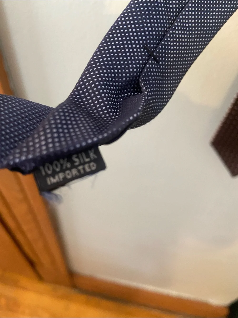 Tommy Hilfiger Brown and light blue silk Tie with White Polka Dots like new